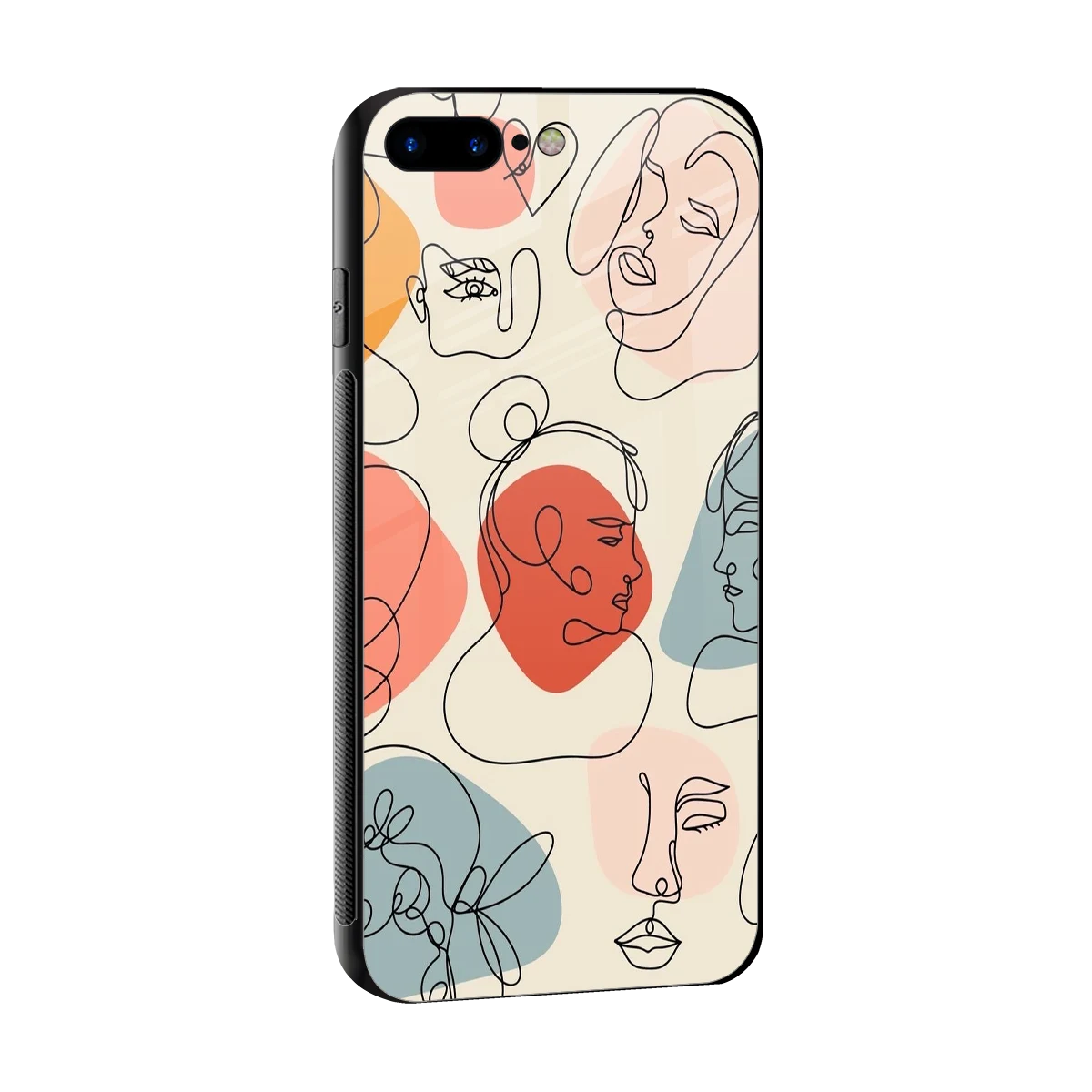 Many Faces Yellow sleek iphone 8 plus cover with tempered glass back and TPU edges