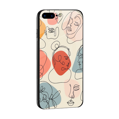 Many Faces Yellow sleek iphone 8 plus cover with tempered glass back and TPU edges