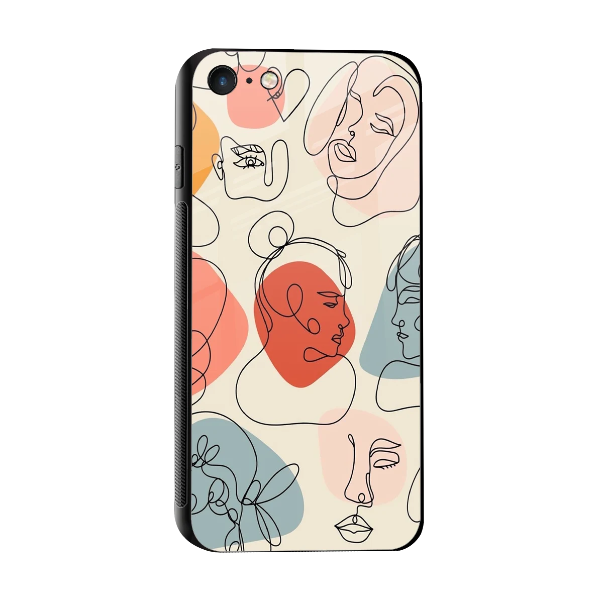 Many Faces Yellow sleek iphone 7 cover with tempered glass back and TPU edges