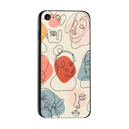 Many Faces Yellow sleek iphone 7 cover with tempered glass back and TPU edges