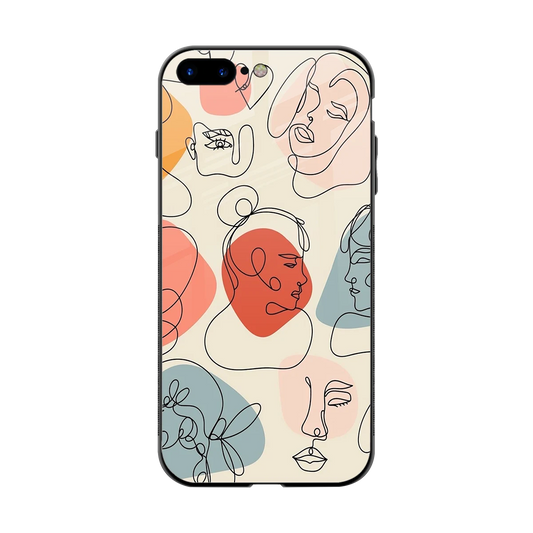 Many Faces Yellow back phone cover | glass case for iphone 8 plus