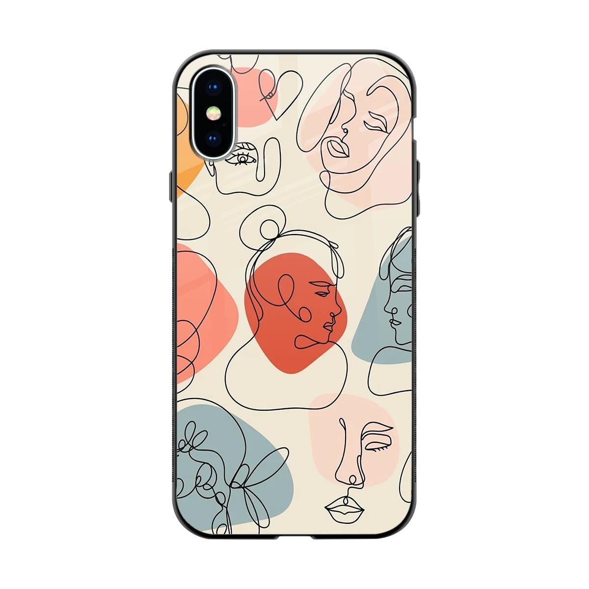 Many Faces Yellow back phone cover | glass case for iphone x