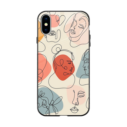 Many Faces Yellow back phone cover | glass case for iphone x
