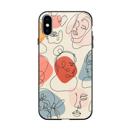 Many Faces Yellow back phone cover | glass case for iphone xs