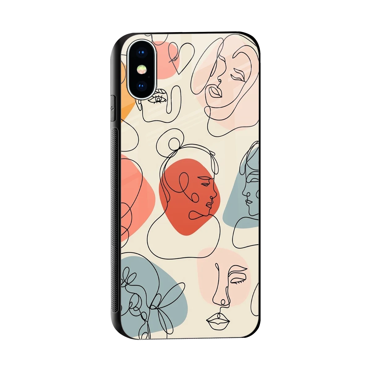 Many Faces Yellow sleek iphone x cover with tempered glass back and TPU edges