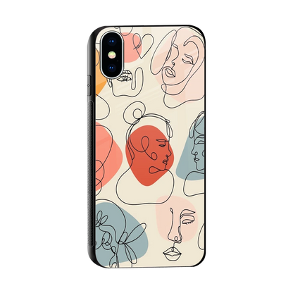 Many Faces Yellow sleek iphone x cover with tempered glass back and TPU edges