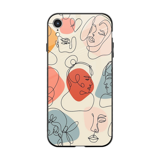 Many Faces Yellow back phone cover | glass case for iphone xr
