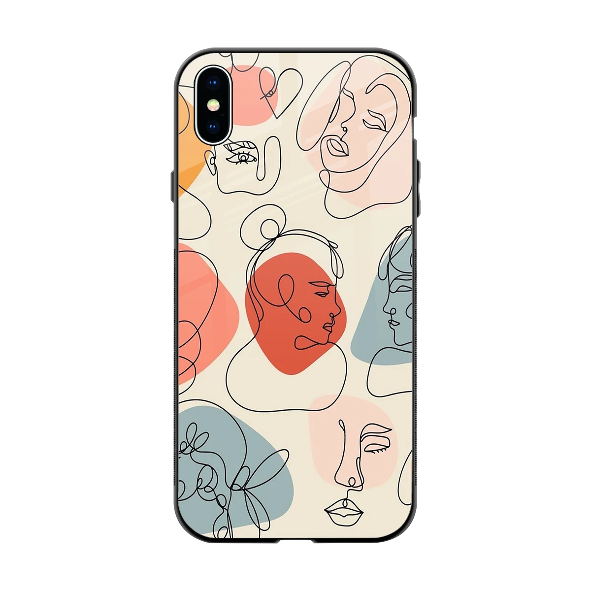 Many Faces Yellow back phone cover | glass case for iphone xs max