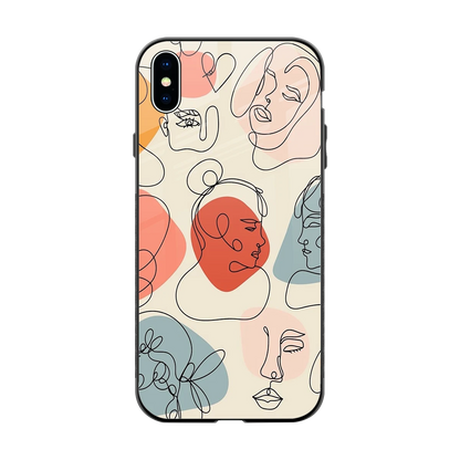 Many Faces Yellow back phone cover | glass case for iphone xs max