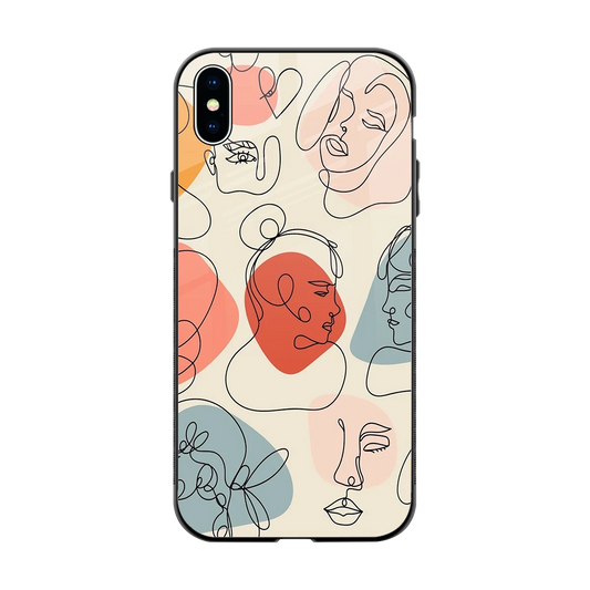 Many Faces Yellow back phone cover | glass case for iphone xs max