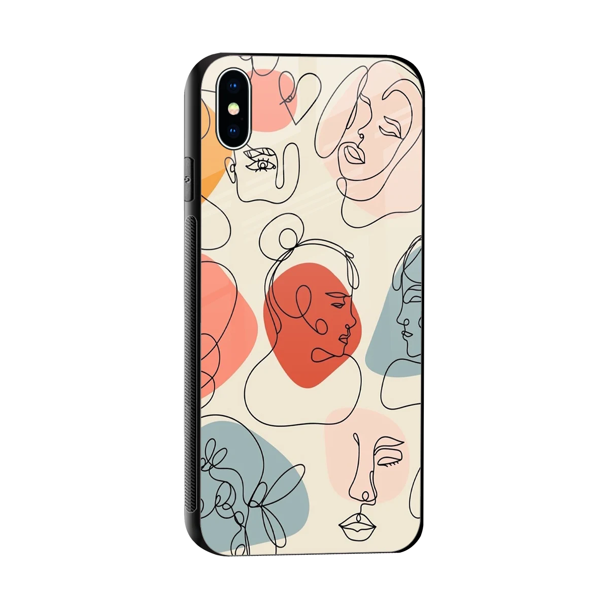 Many Faces Yellow sleek iphone xs max cover with tempered glass back and TPU edges
