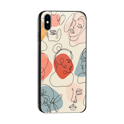 Many Faces Yellow sleek iphone xs max cover with tempered glass back and TPU edges