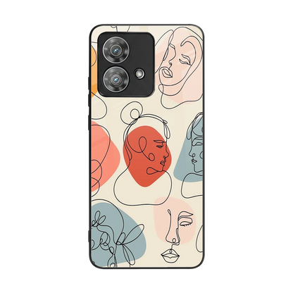 Many Faces Yellow back phone cover | glass case for motorola edge 40 neo 5g