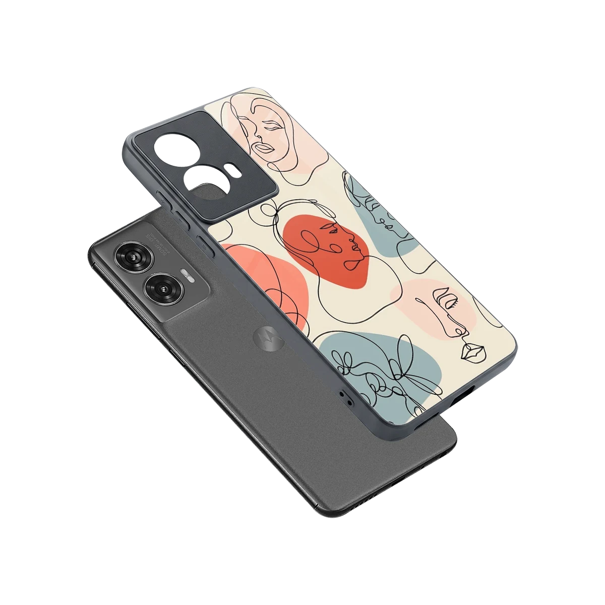 Many Faces Yellow sleek motorola edge 50 fusion cover with tempered glass back and TPU edges
