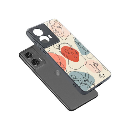 Many Faces Yellow sleek motorola edge 50 fusion cover with tempered glass back and TPU edges