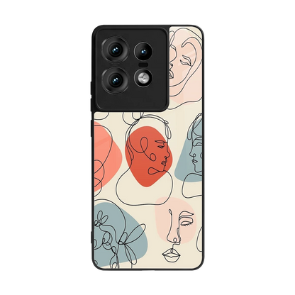 Many Faces Yellow back phone cover | glass case for motorola edge 50 pro