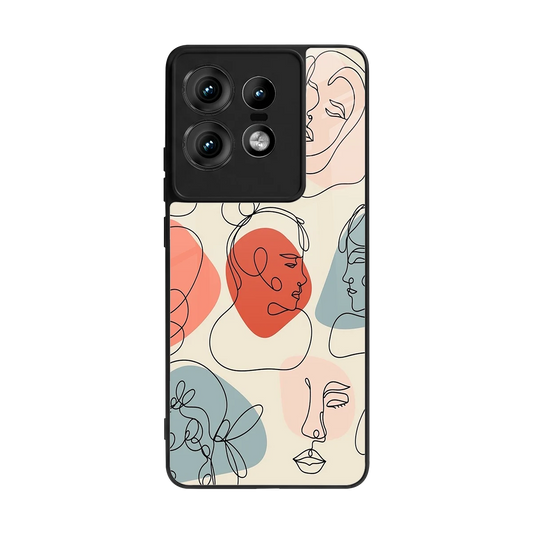Many Faces Yellow back phone cover | glass case for motorola edge 50 pro