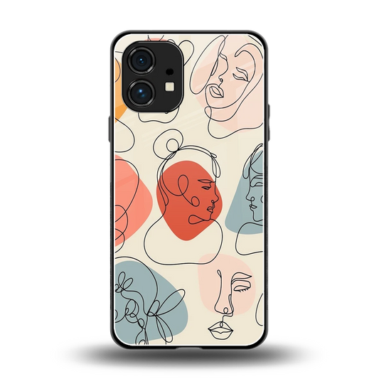 Many Faces Yellow back phone cover | glass case for nothing phone 1