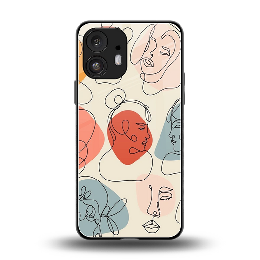 Many Faces Yellow back phone cover | glass case for nothing phone 2