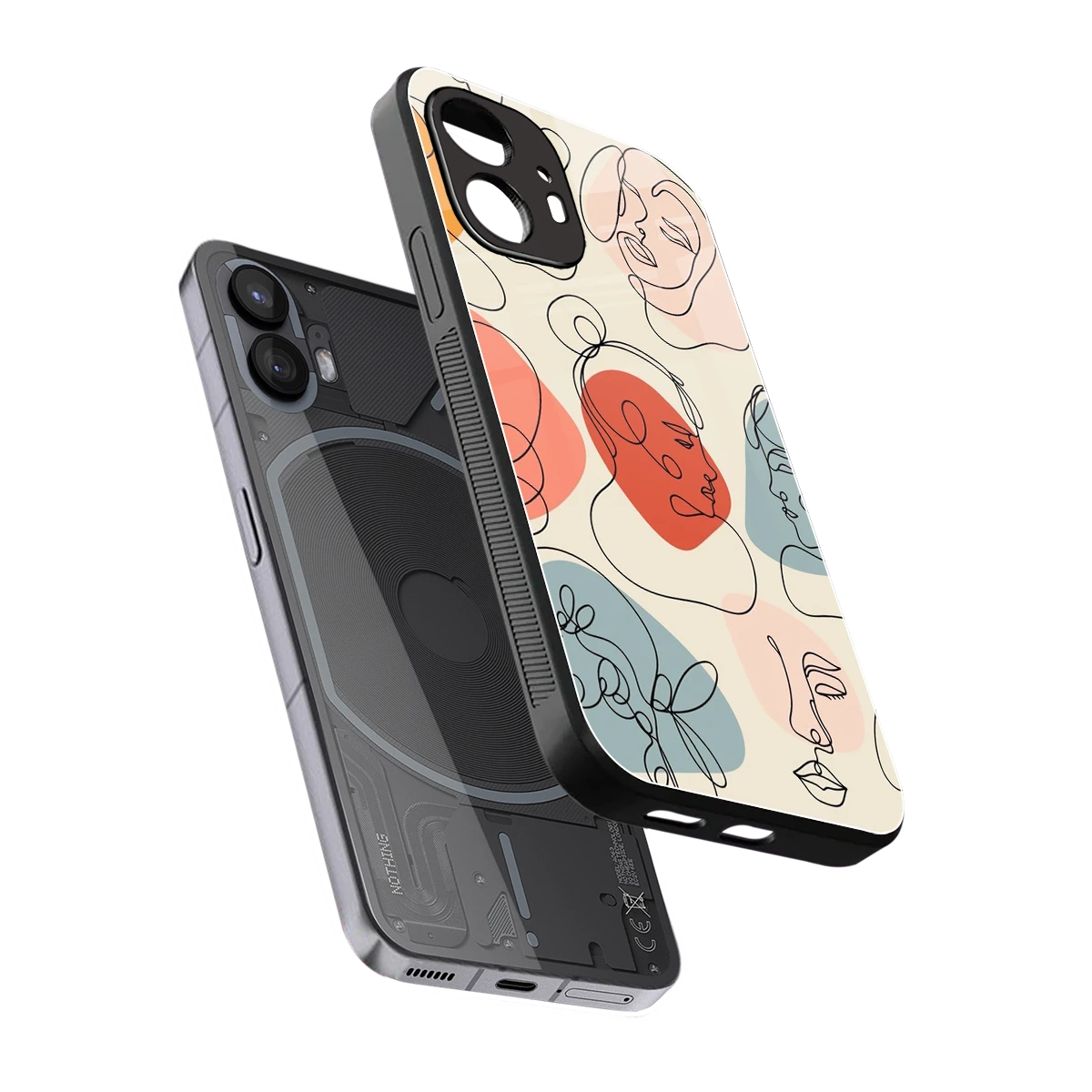 Many Faces Yellow sleek nothing phone 2 cover with tempered glass back and TPU edges