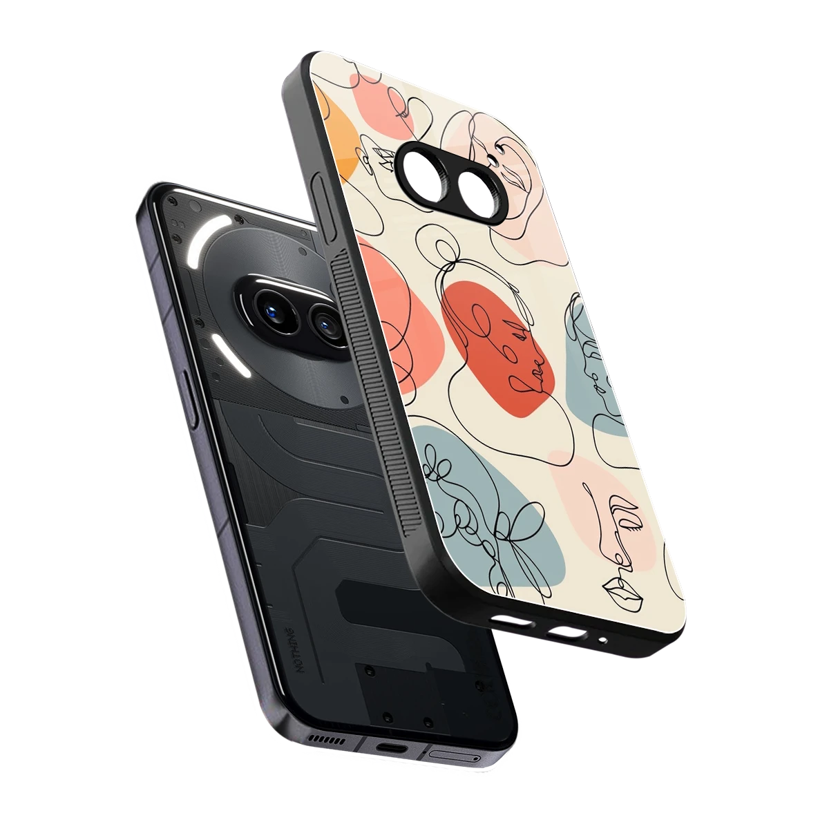 Many Faces Yellow sleek nothing phone 2a cover with tempered glass back and TPU edges