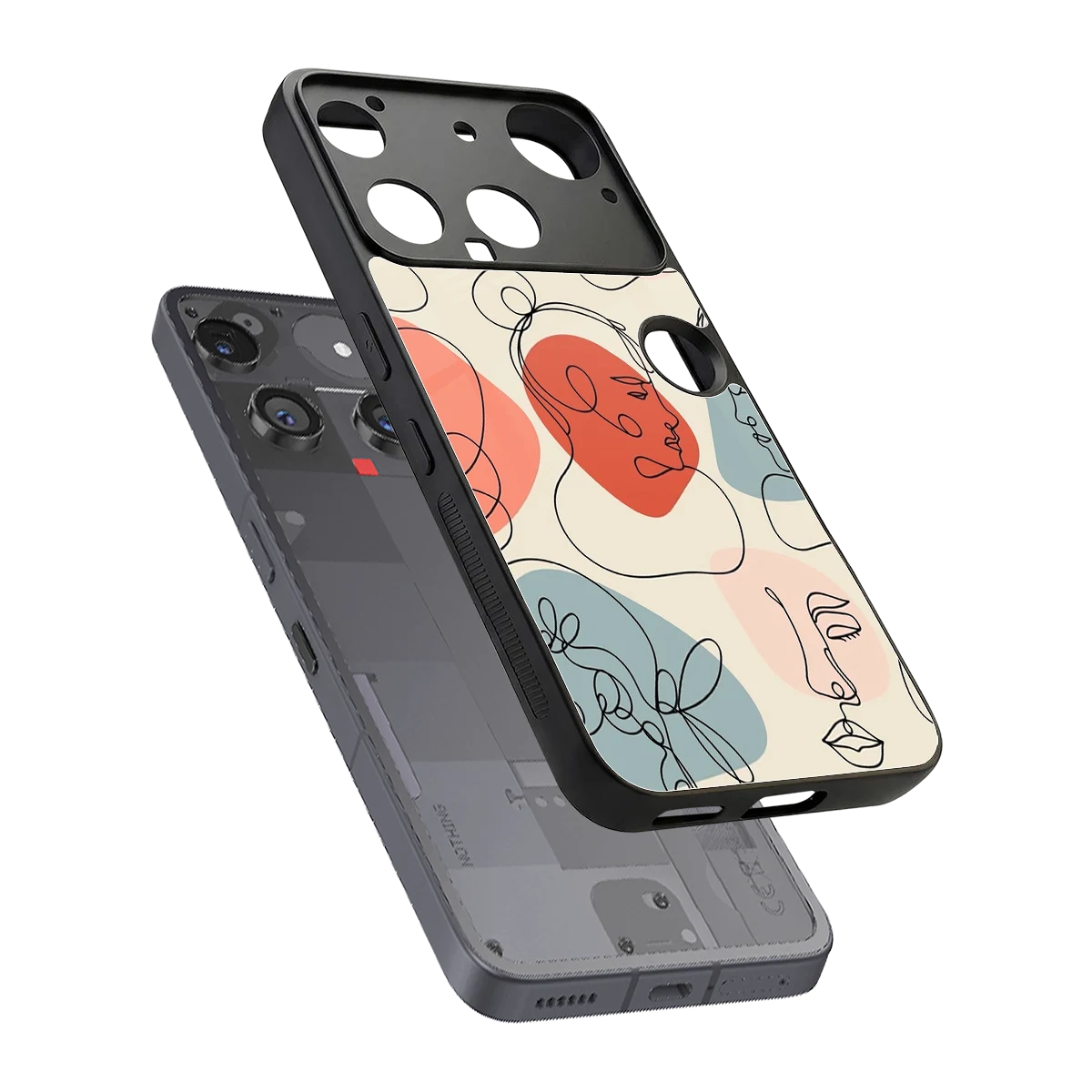 Many Faces Yellow sleek nothing phone 3 cover with tempered glass back and TPU edges