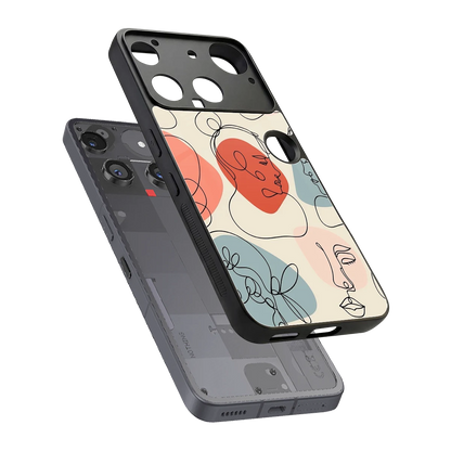 Many Faces Yellow sleek nothing phone 3 cover with tempered glass back and TPU edges