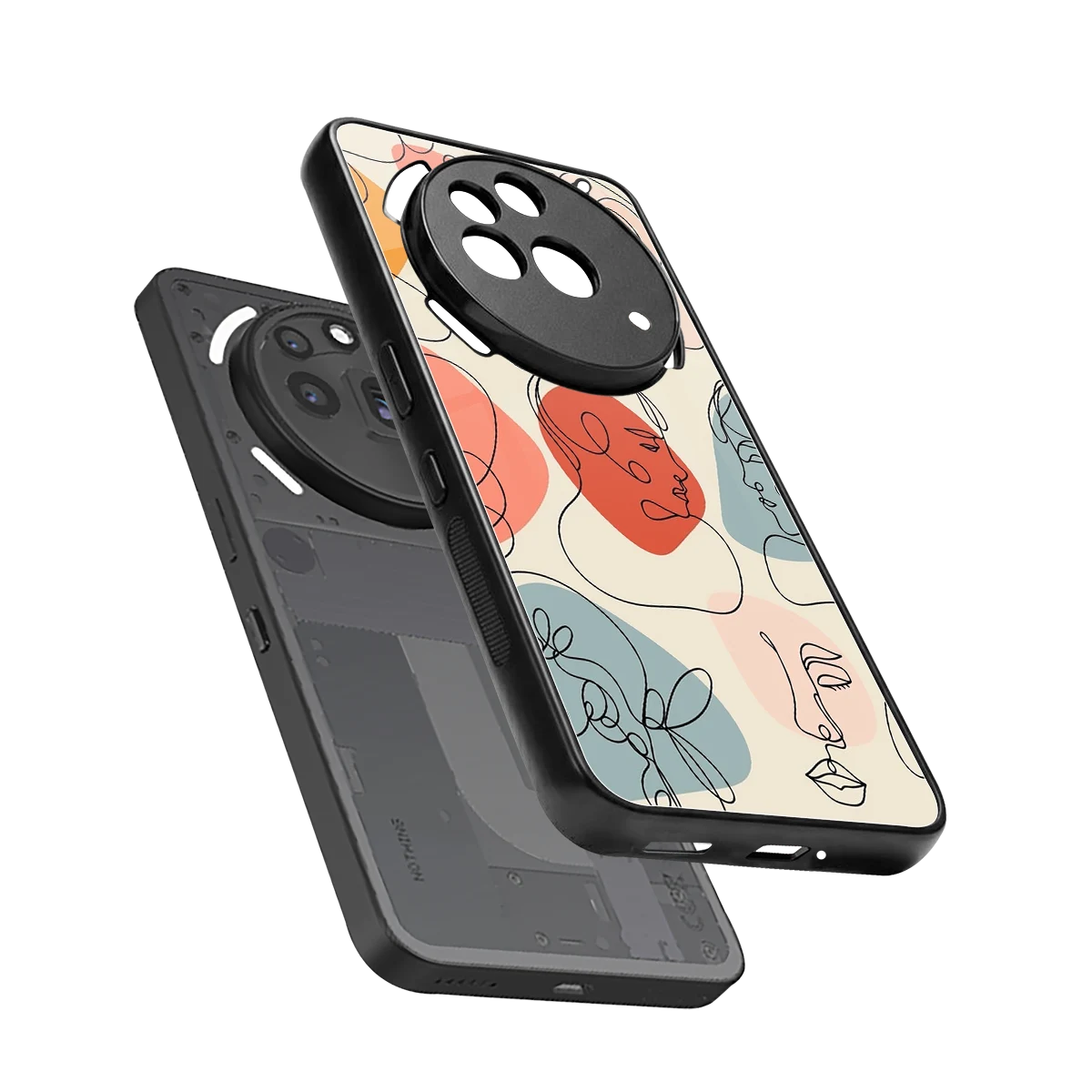 Many Faces Yellow sleek nothing phone 3a pro cover with tempered glass back and TPU edges