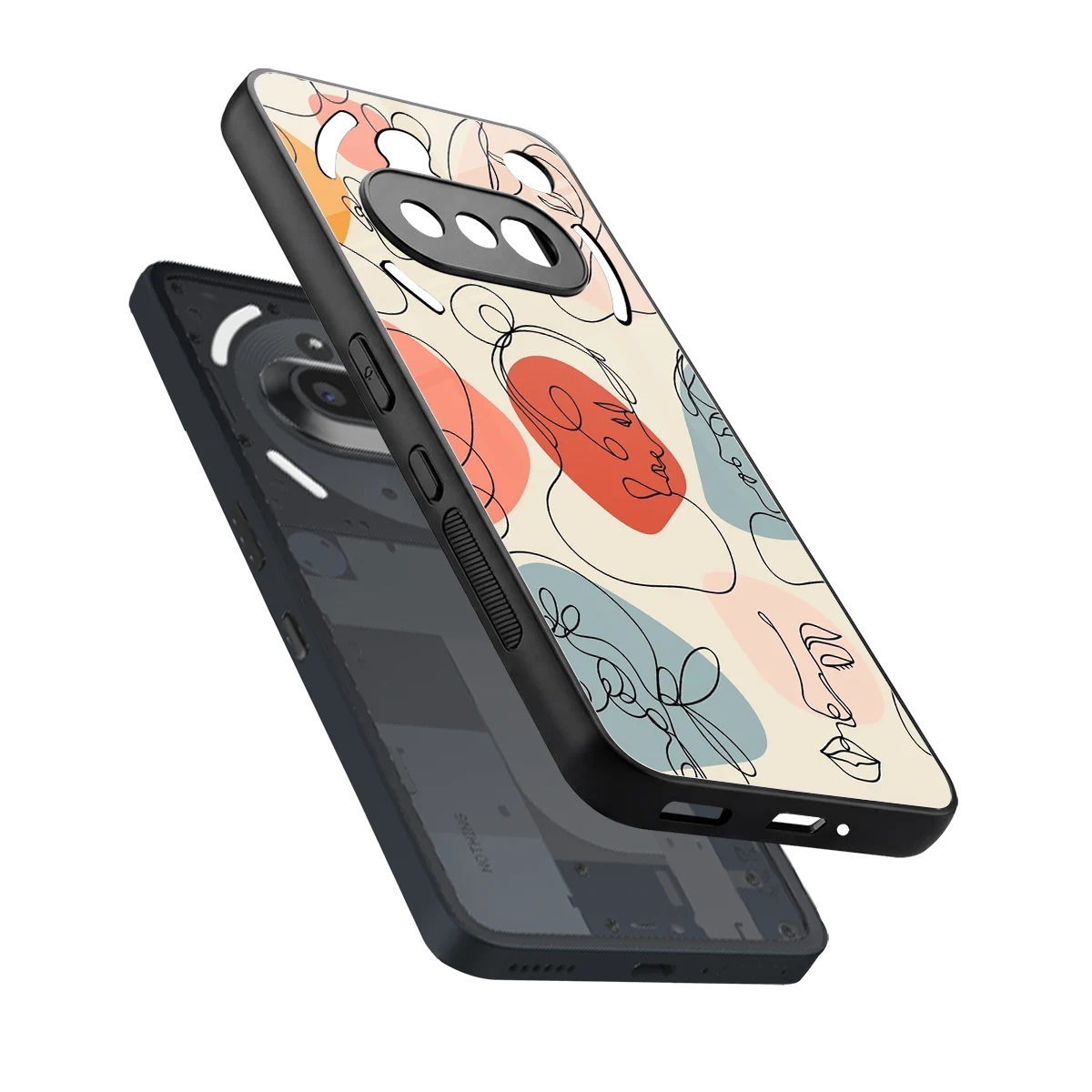 Many Faces Yellow sleek nothing phone 3a cover with tempered glass back and TPU edges