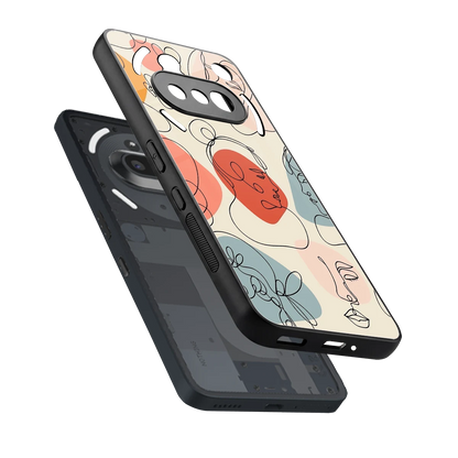 Many Faces Yellow sleek nothing phone 3a cover with tempered glass back and TPU edges