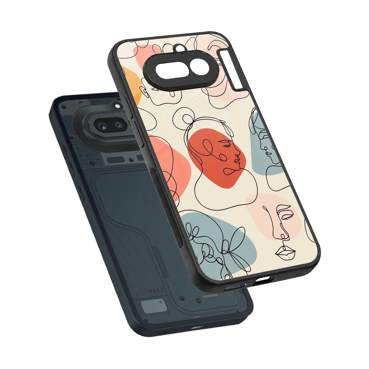 Many Faces Yellow sleek nothing phone 4a cover with tempered glass back and TPU edges