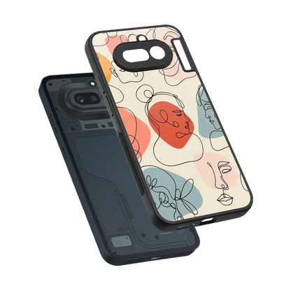 Many Faces Yellow sleek nothing phone 4a cover with tempered glass back and TPU edges