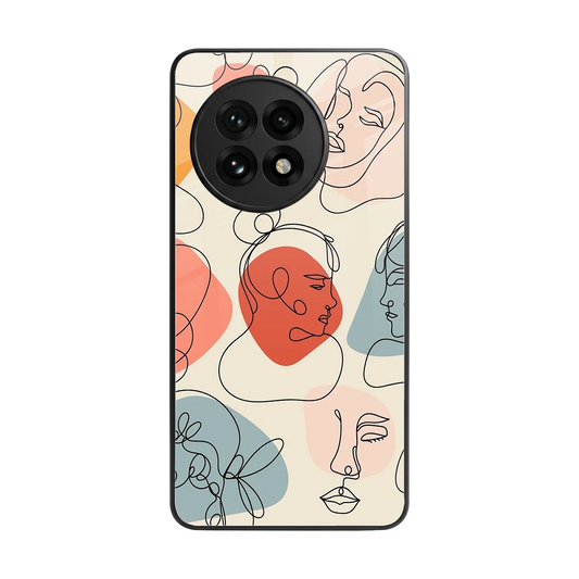Many Faces Yellow back phone cover | glass case for oneplus 13r