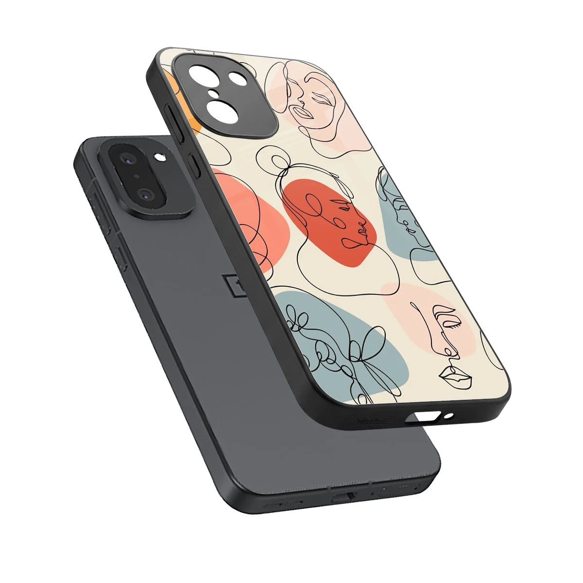 Many Faces Yellow sleek oneplus 15r cover with tempered glass back and TPU edges