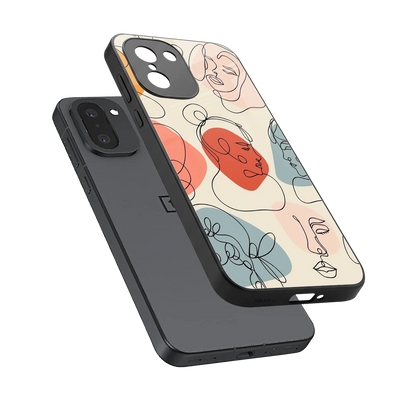 Many Faces Yellow sleek oneplus 15r cover with tempered glass back and TPU edges