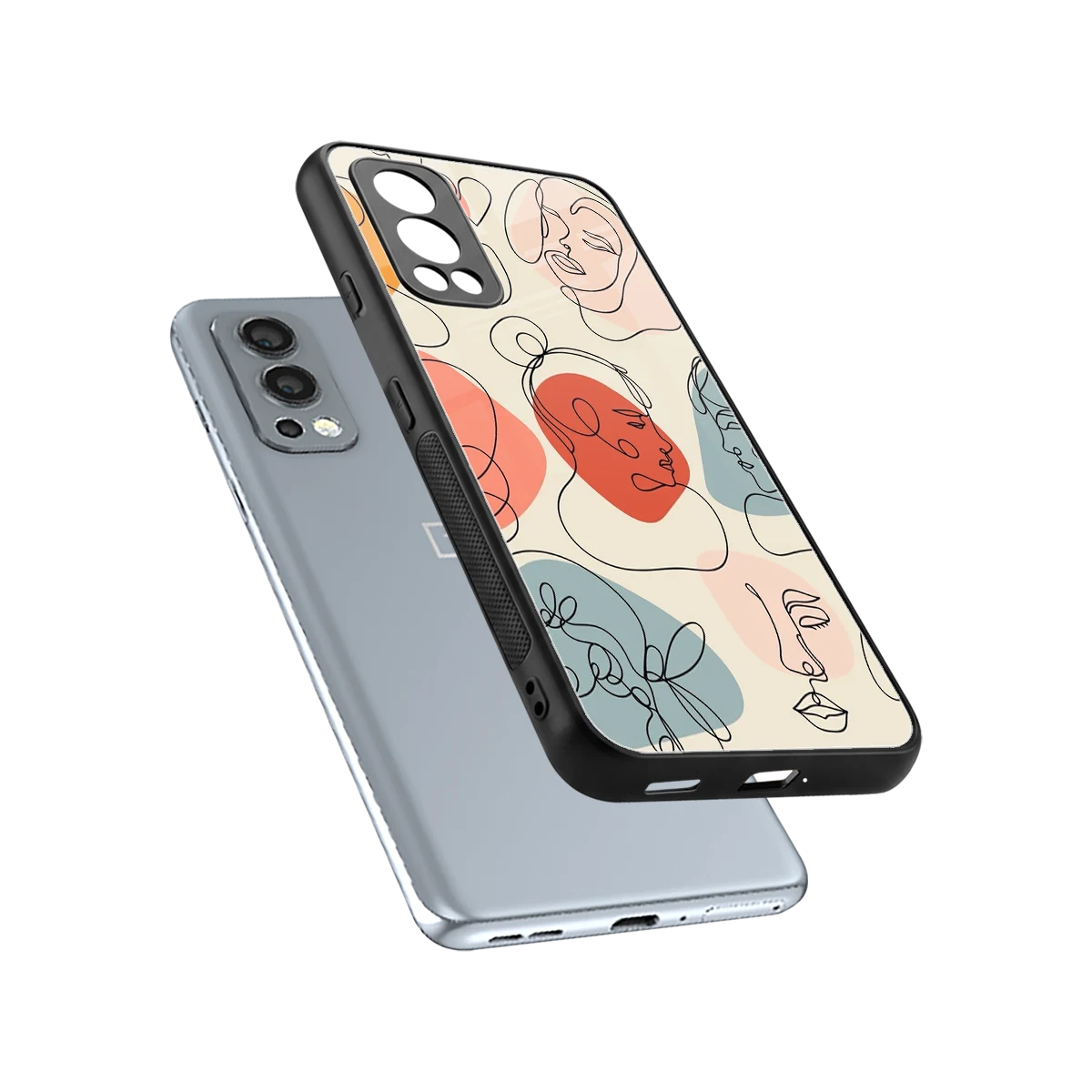 Many Faces Yellow sleek oneplus nord 2 cover with tempered glass back and TPU edges