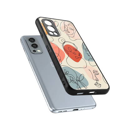 Many Faces Yellow sleek oneplus nord 2 cover with tempered glass back and TPU edges