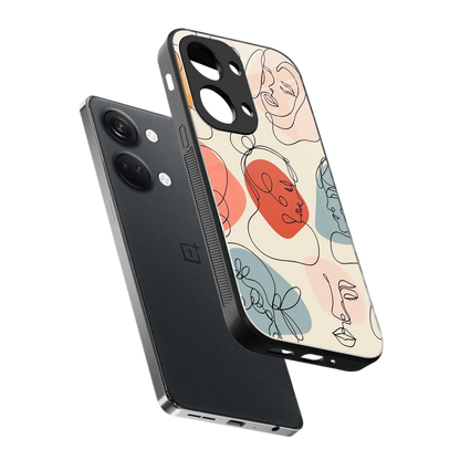 Many Faces Yellow sleek oneplus nord 3 cover with tempered glass back and TPU edges