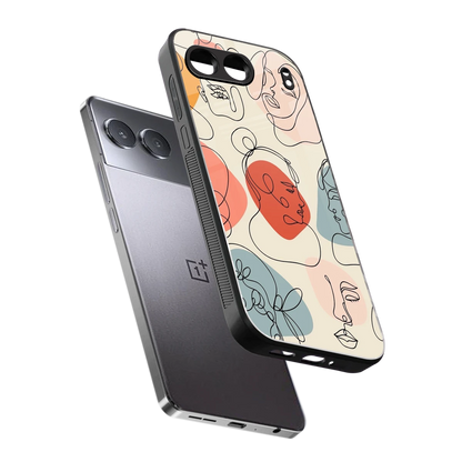 Many Faces Yellow sleek oneplus nord 4 cover with tempered glass back and TPU edges