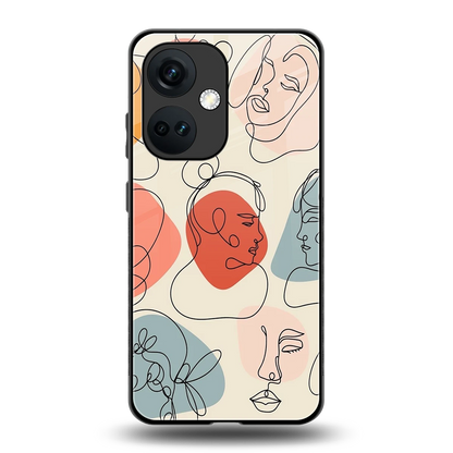 Many Faces Yellow back phone cover | glass case for oneplus nord ce 3