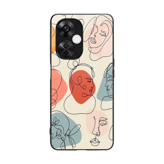 Many Faces Yellow back phone cover | glass case for oneplus nord ce 3 lite