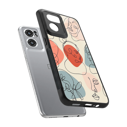Many Faces Yellow sleek oneplus nord ce 2 cover with tempered glass back and TPU edges