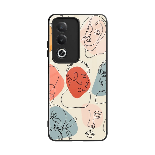 Many Faces Yellow back phone cover | glass case for oppo a3 pro