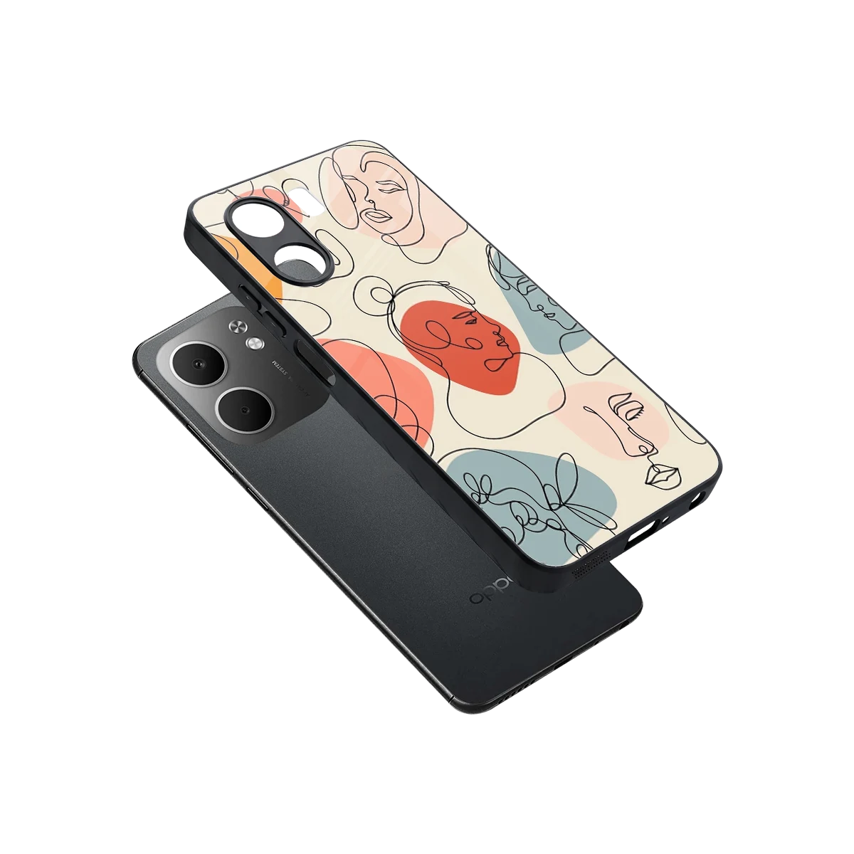 Many Faces Yellow sleek oppo a5x 5g cover with tempered glass back and TPU edges