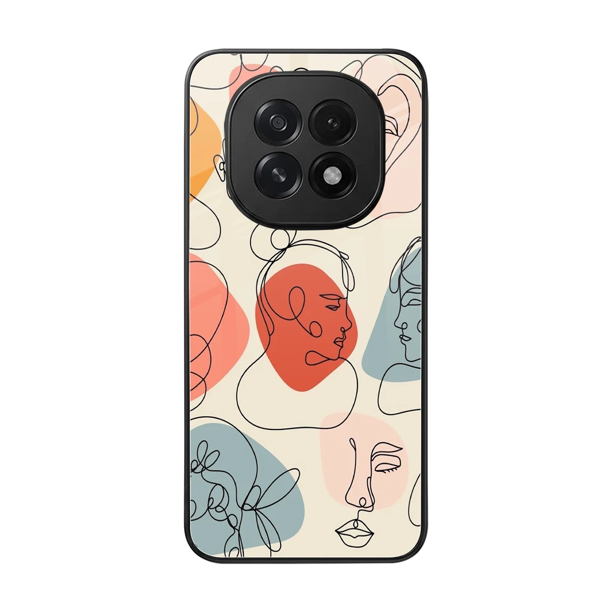 Many Faces Yellow back phone cover | glass case for oppo f29 5g