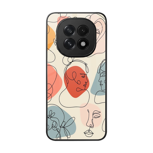 Many Faces Yellow back phone cover | glass case for oppo f29 5g