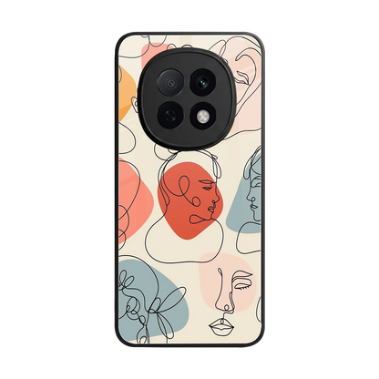 Many Faces Yellow back phone cover | glass case for oppo f29 pro 5g