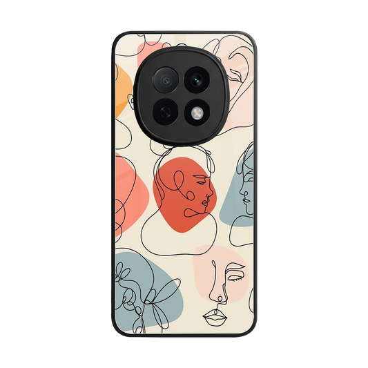 Many Faces Yellow back phone cover | glass case for oppo f29 pro 5g
