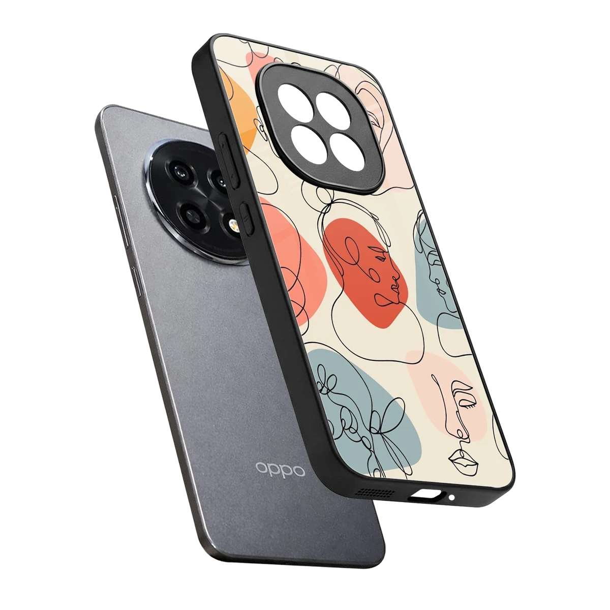Many Faces Yellow sleek oppo f29 pro 5g cover with tempered glass back and TPU edges