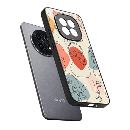 Many Faces Yellow sleek oppo f29 pro 5g cover with tempered glass back and TPU edges